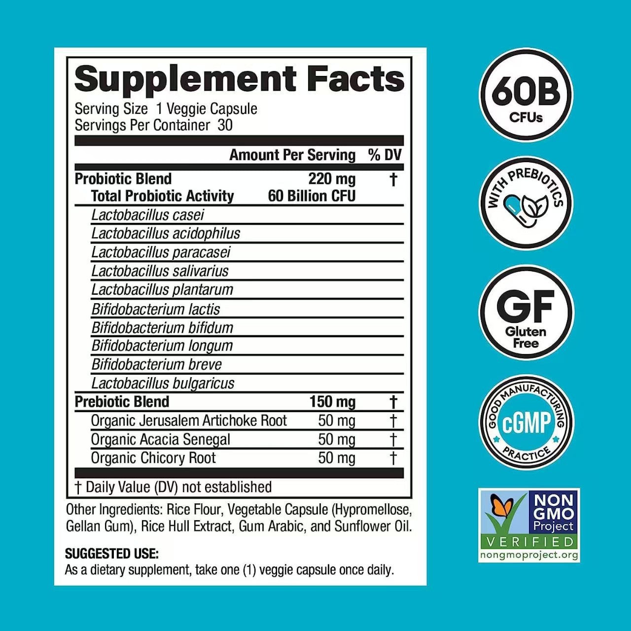 Digestive Enzyme Supplement for Gut Health Supplement Fact Label
