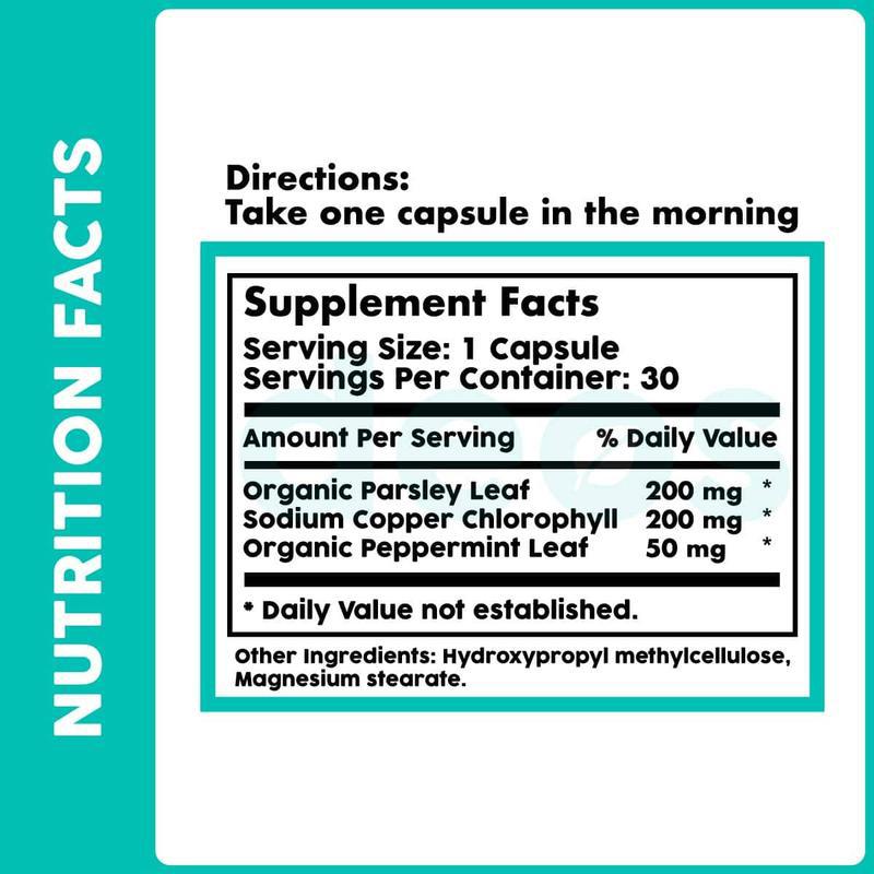 DEOS Internal Deodorant Supplement Facts Label