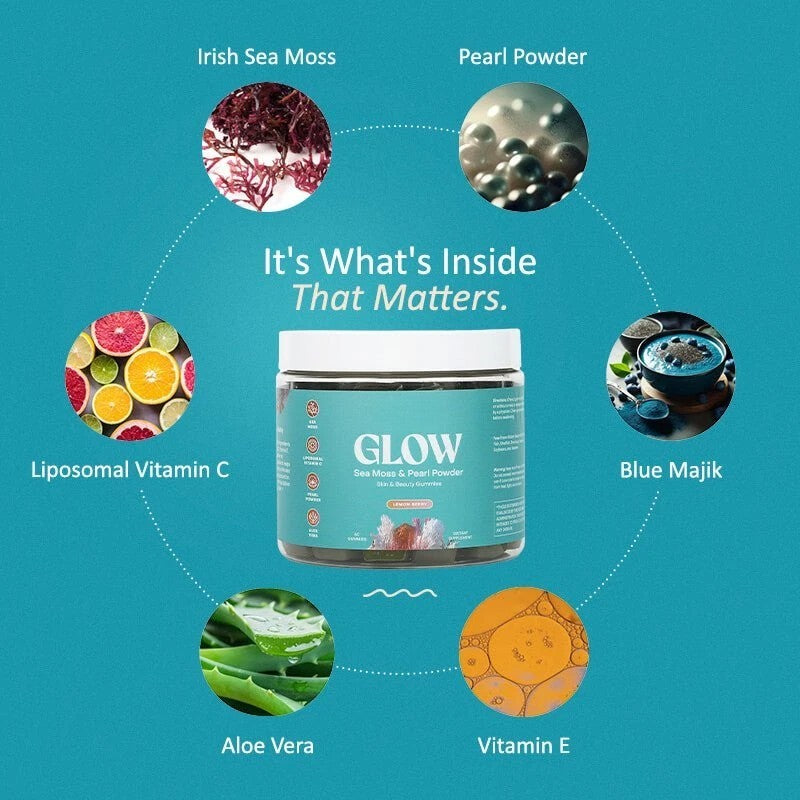 Blue Majik and vitamin E infused sea moss gummies for skin health