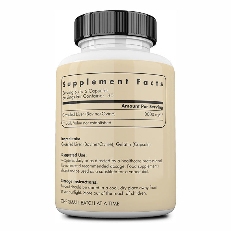 Grass-fed organ meat supplement facts label