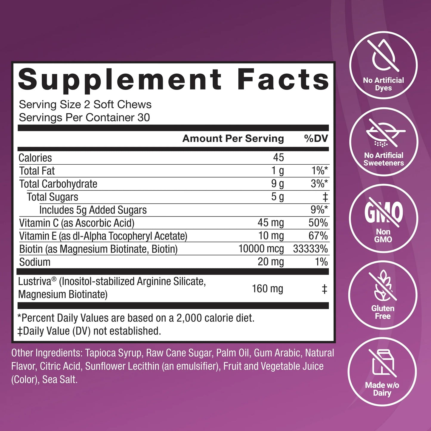 Hair Growth Accelerator Supplement Facts Label