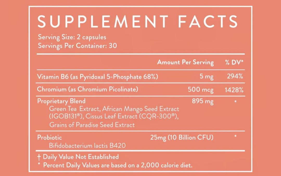 MB-1 60 Capsules Dietary Supplement Facts Label