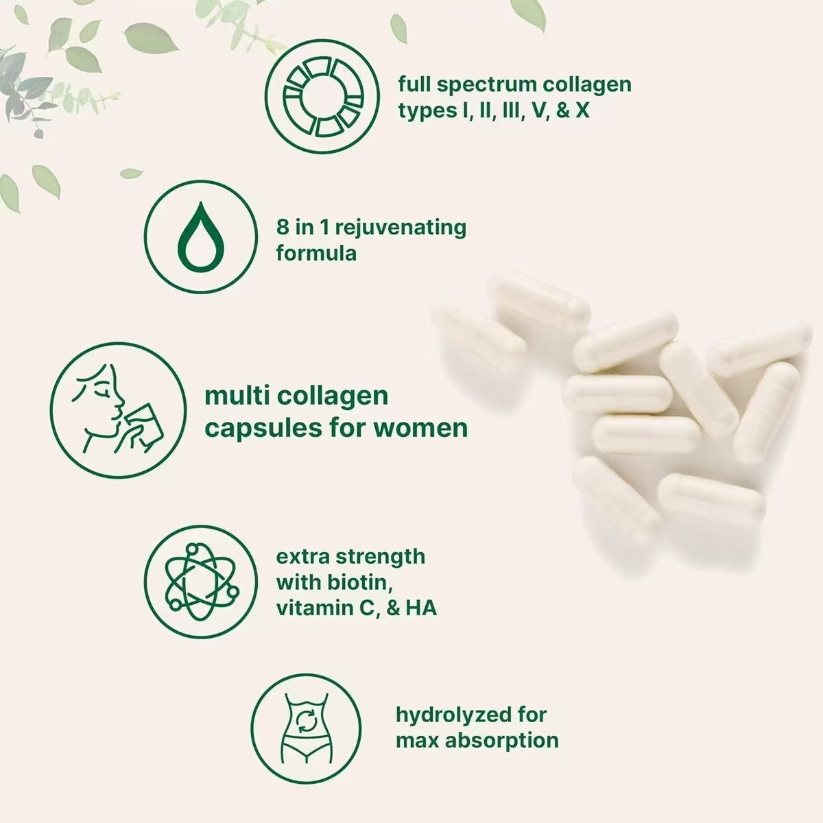 Collagen Capsules with Hyaluronic Acid, Biotin & Vitamin C