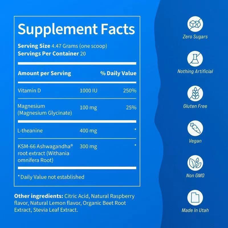 Supercalm – Raspberry Lemonade Flavor – Supplement Facts Label