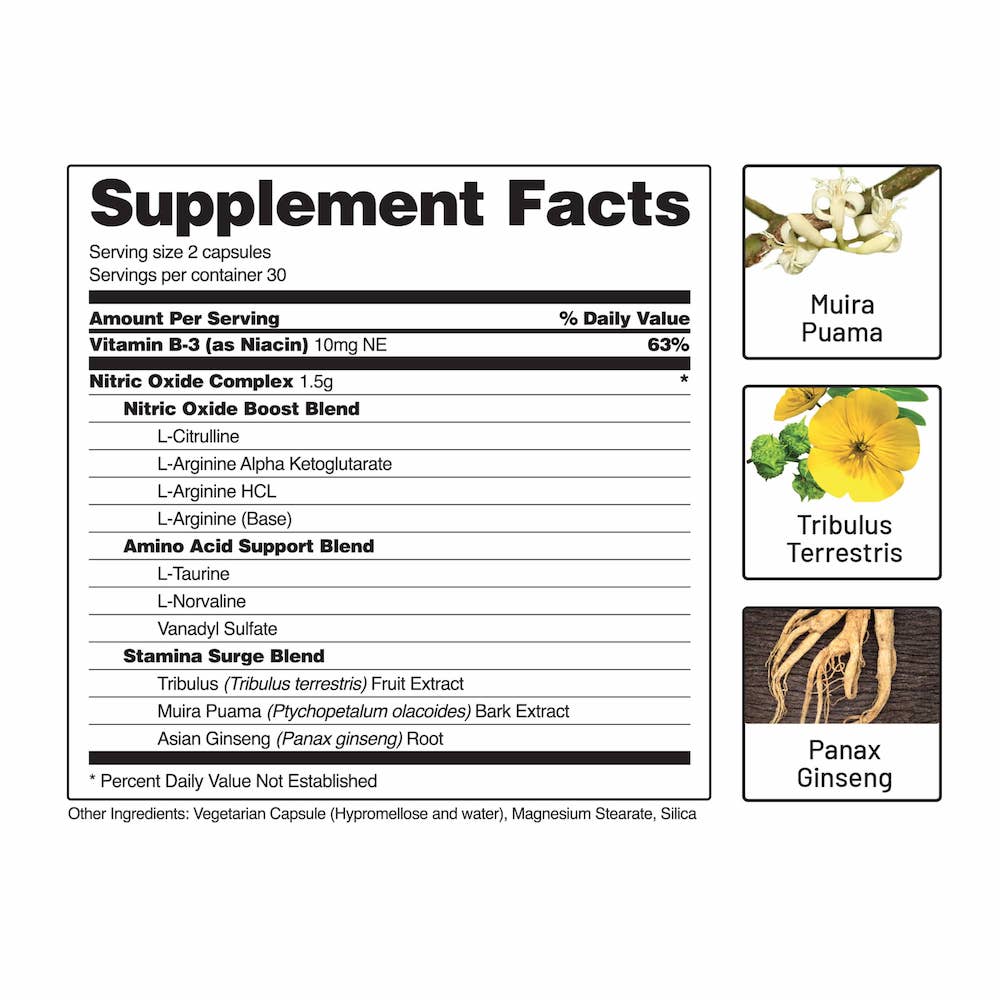 Nitric Oxide Booster Supplement Facts Label