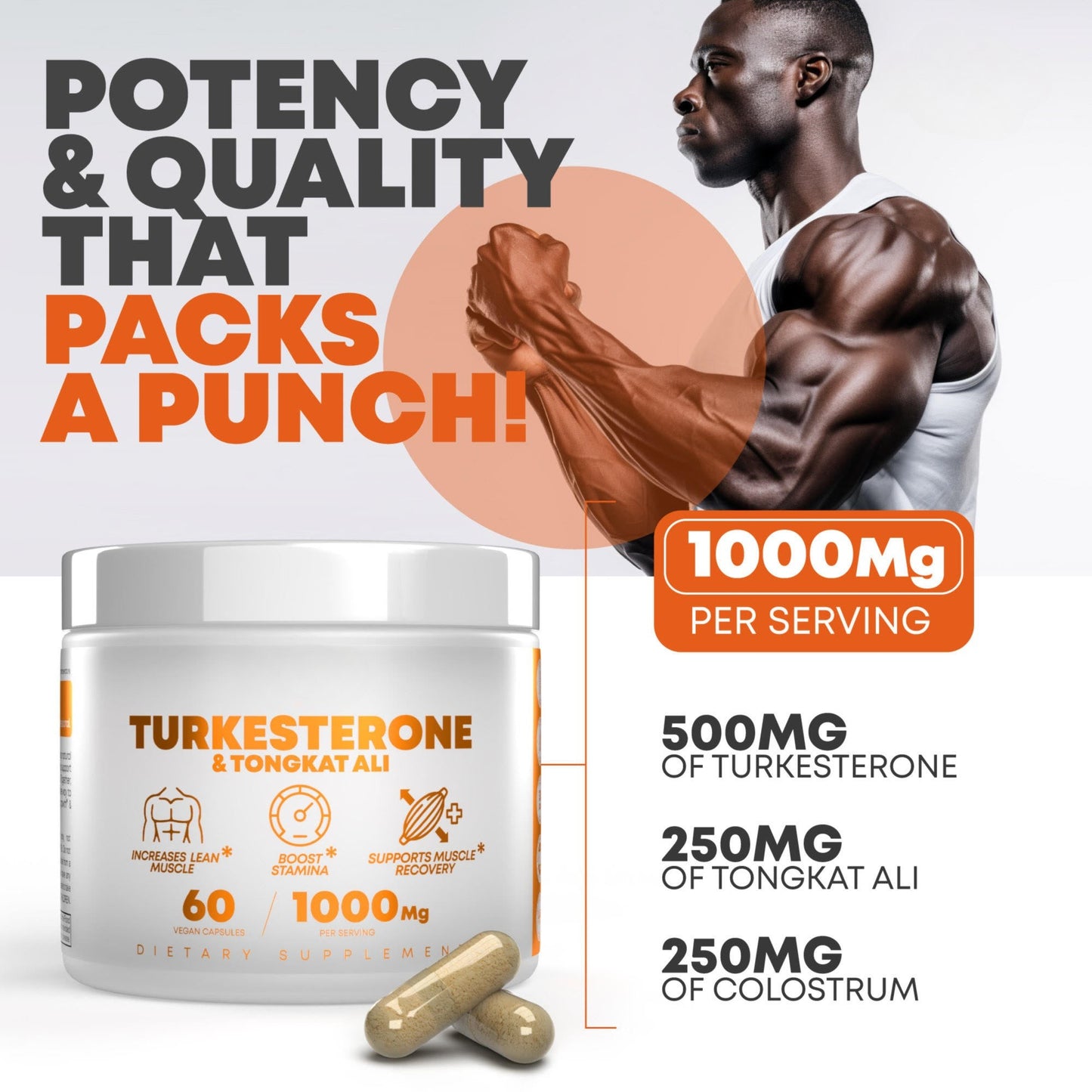 Turkesterone & Tongkat Ali 1,000 mg Herbal Lean Muscle Supplement