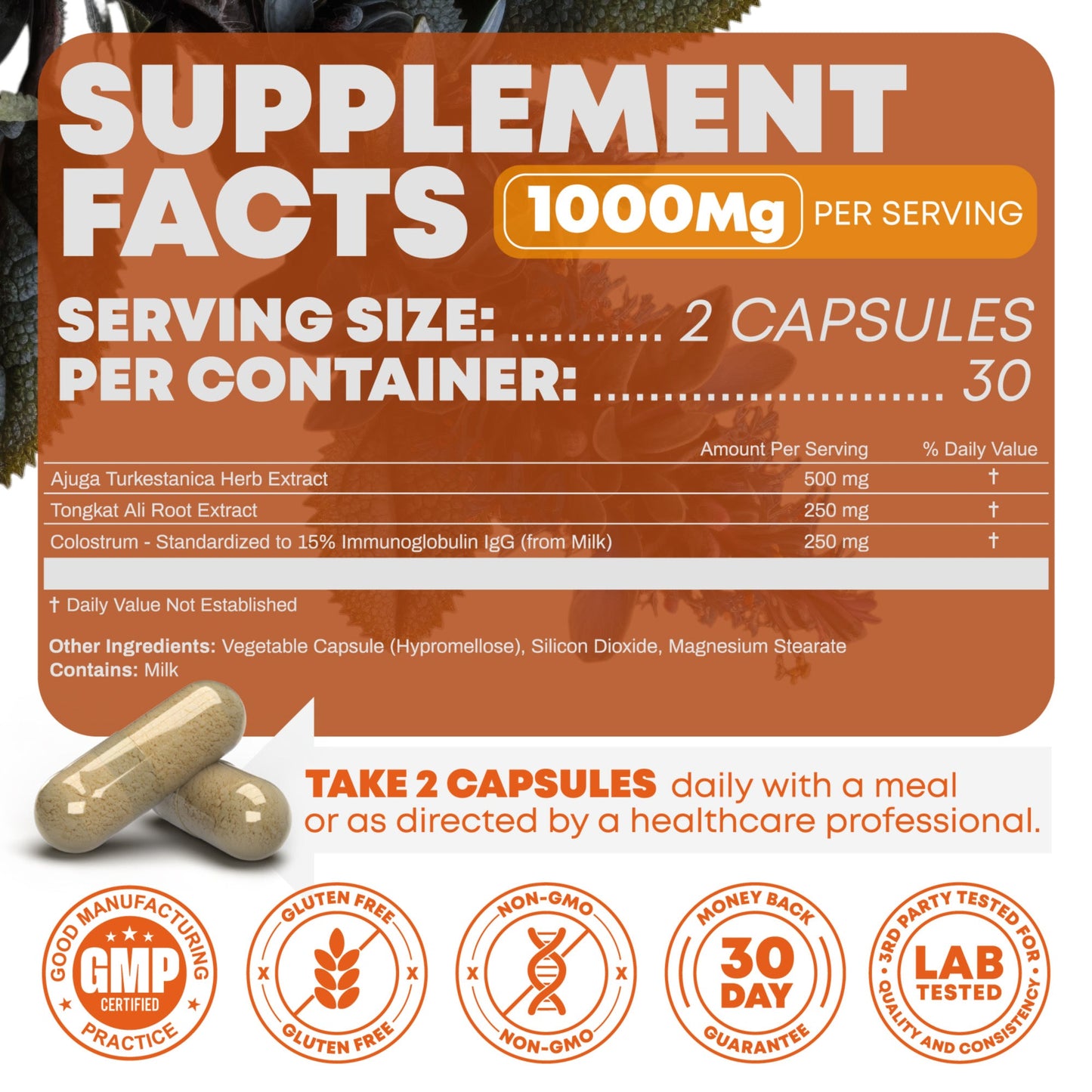 Turkesterone & Tongkat Supplements Facts Label