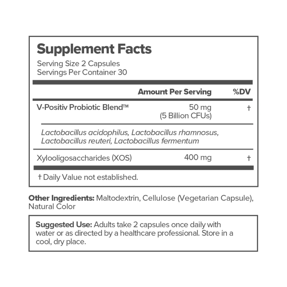 Vaginal Probiotic Supplement Facts Label