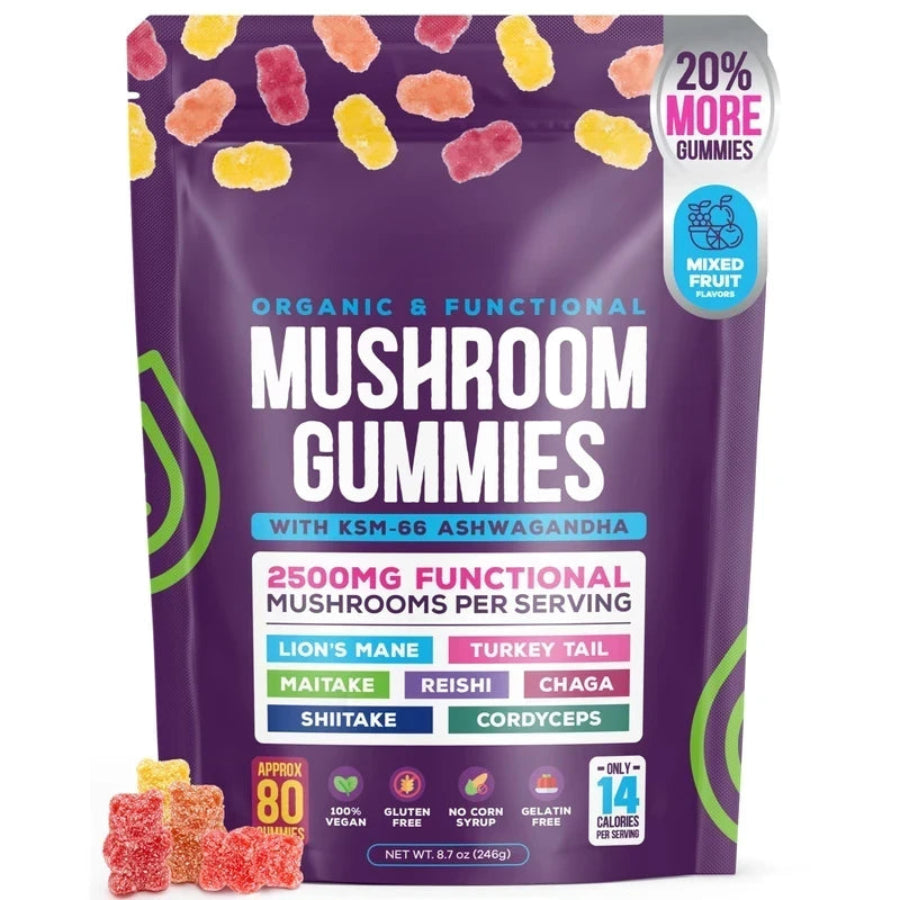 Organic Mushroom Gummies with Ashwagandha and Lion’s Mane