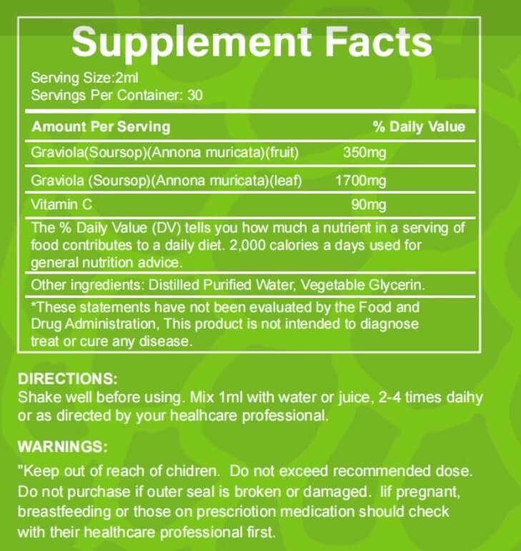 SourSop Supplement Facts Label