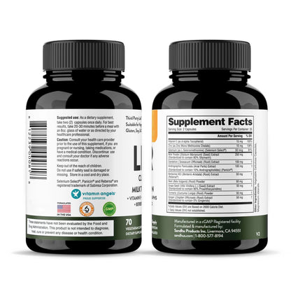 Herbal liver support Supplement Bottle Supplement Facts Label.