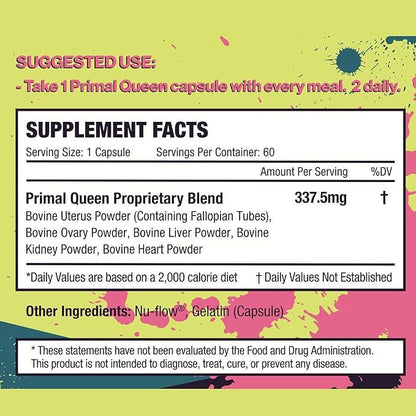 Beef organ supplement facts label