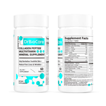 Supplement facts label of DrBioCare Collagen  Multivitamin