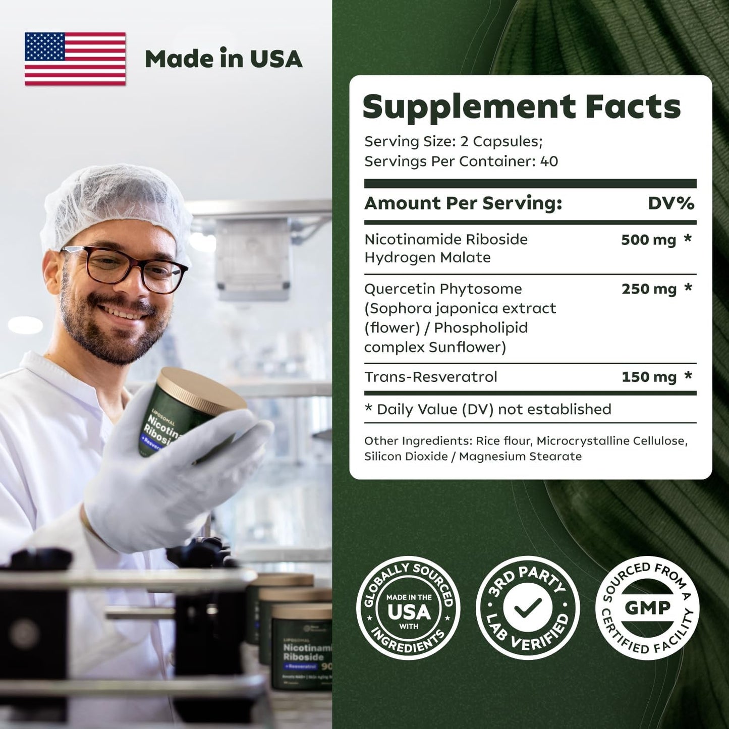 NAD NR900 – Supplement Facts Label