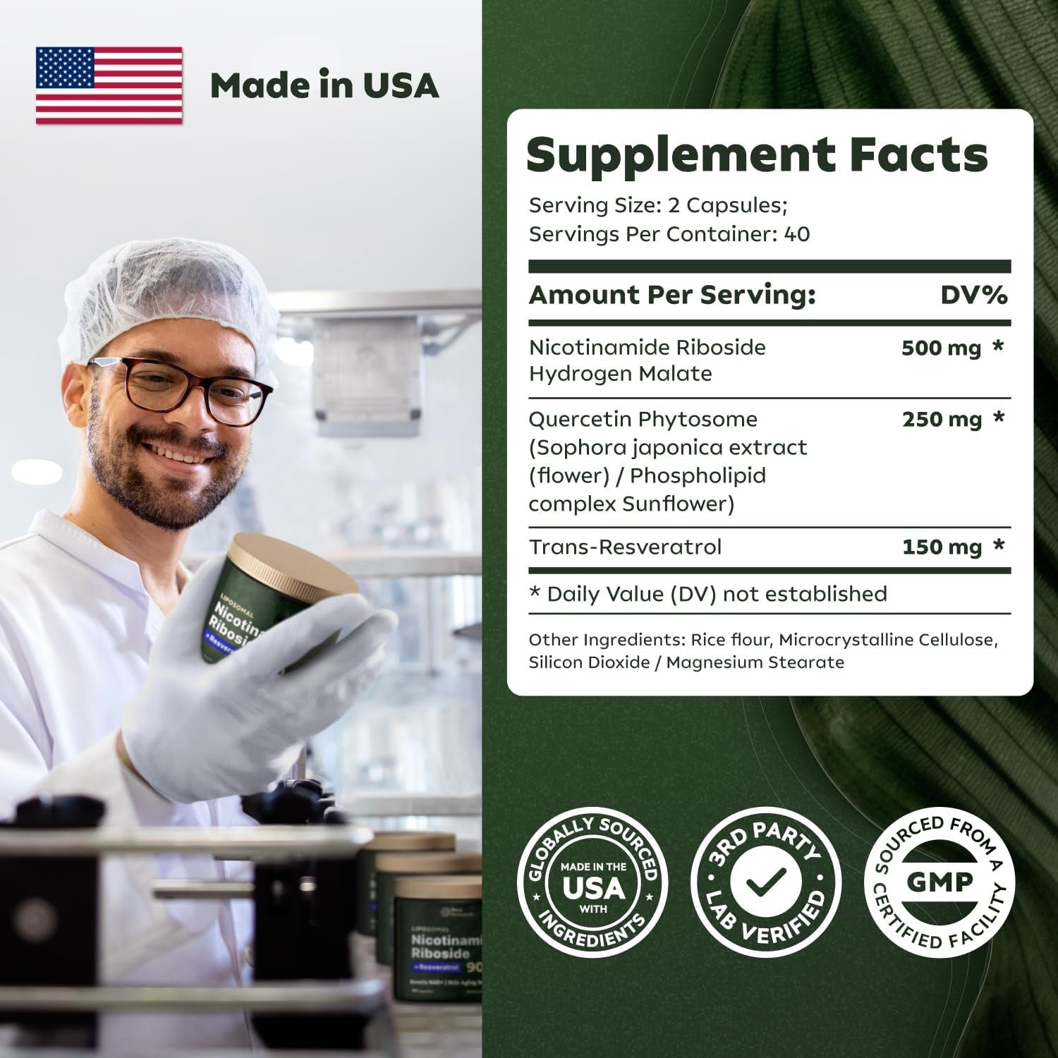 NAD NR900 – Supplement Facts Label