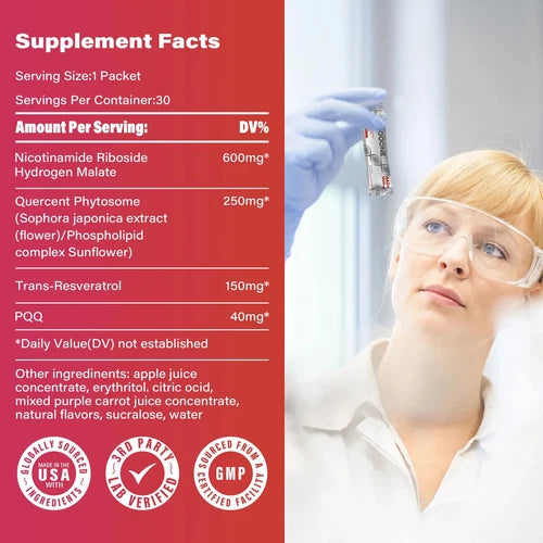 NR1000 NAD+ Supplement Facts Label