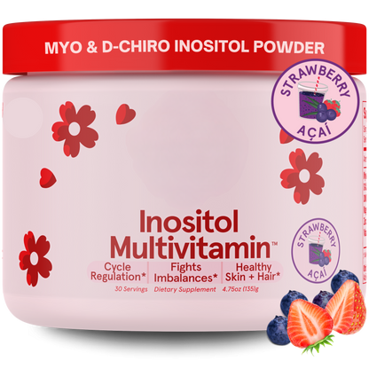 Inositol Multivitamin strawberry Acai Bottle Front View