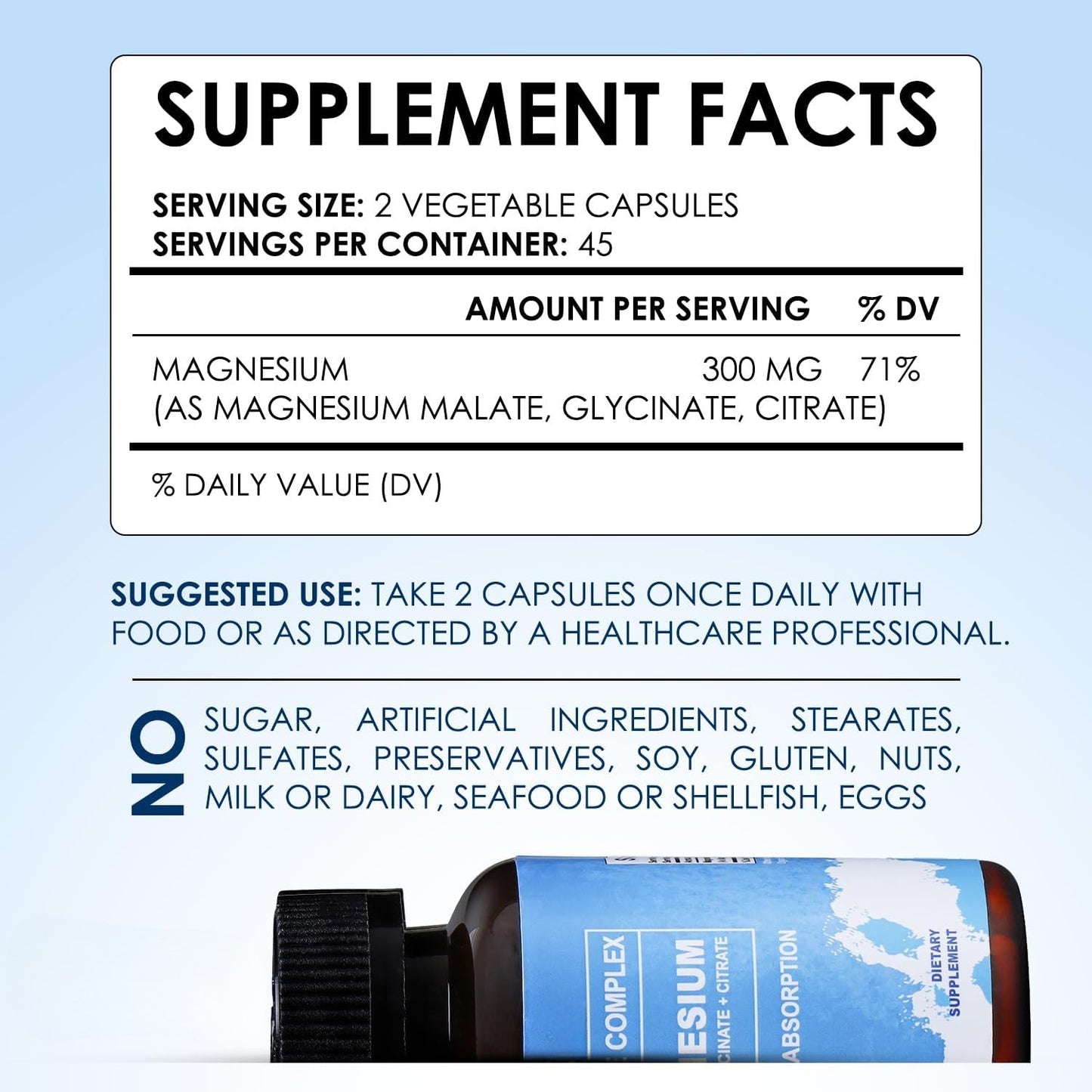 Triple  Complex Magnesium Supplement Facts Label