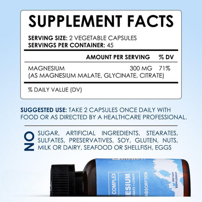 Triple  Complex Magnesium Supplement Facts Label