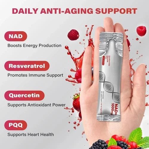 Berry-flavored NAD+ supplement drink mix
