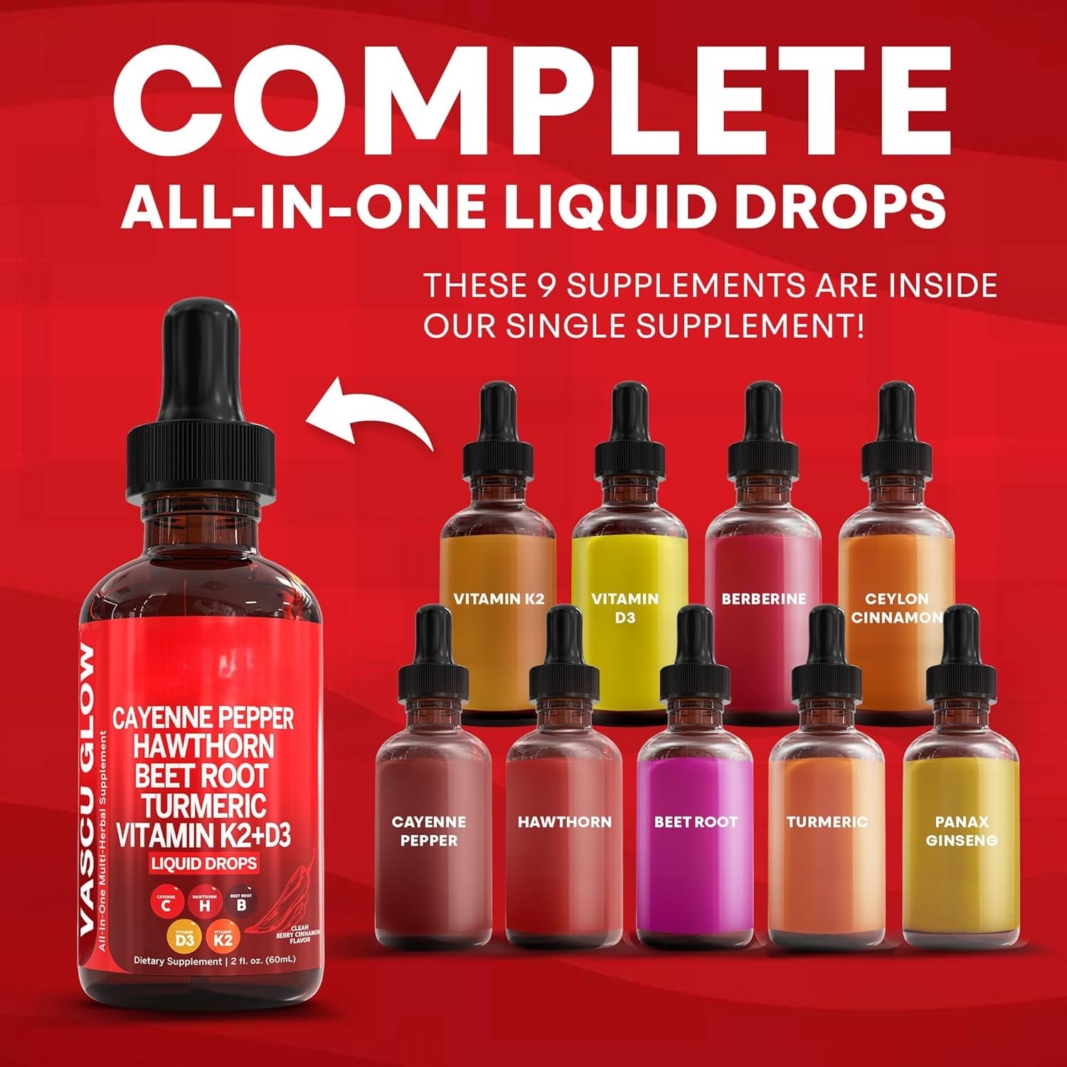 Herbal drops with turmeric, cinnamon, and beet root