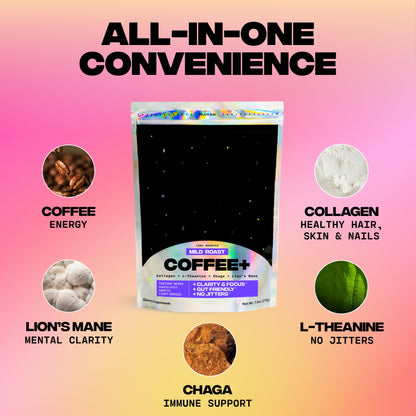 Collagen-infused Adaptogen coffee blend with lion’s mane and chaga