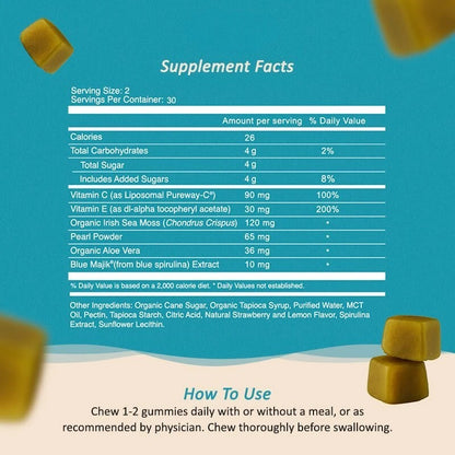 Sea Moss Glow Gummies – Supplement Facs Label