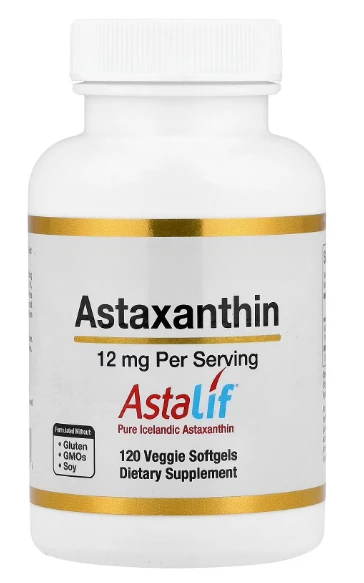 Astaxanthin 12 mg Icelandic microalgae supplement bottle