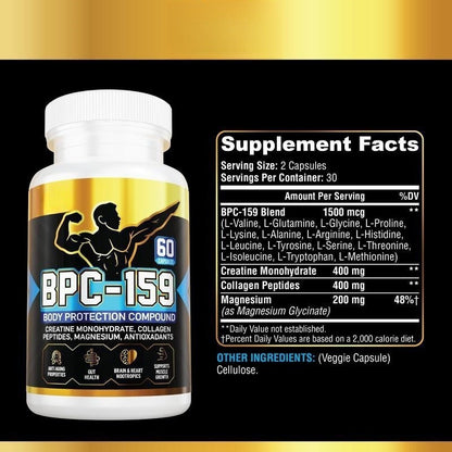 BPC‑159 Peptide Supplements Facts label