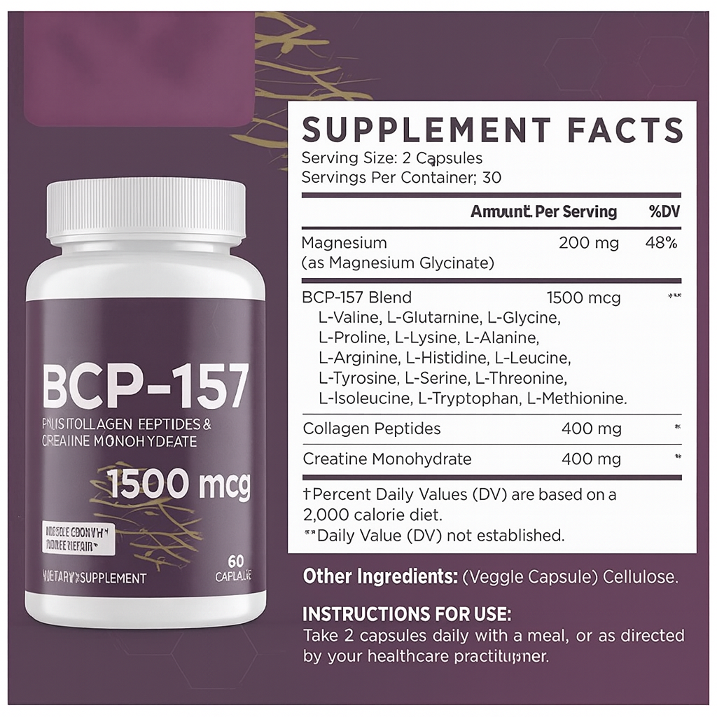 BPC 157 peptide  Supplement Facts Label