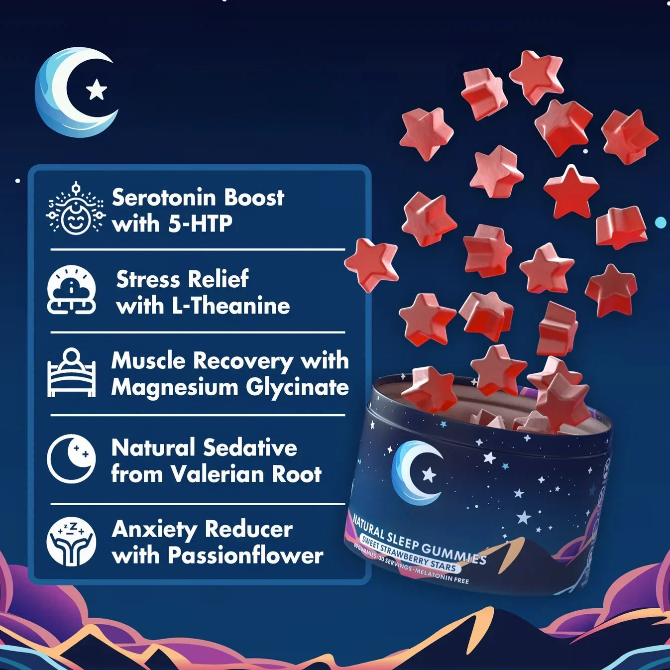 Strawberry-Flavored Natural Sleep Gummies