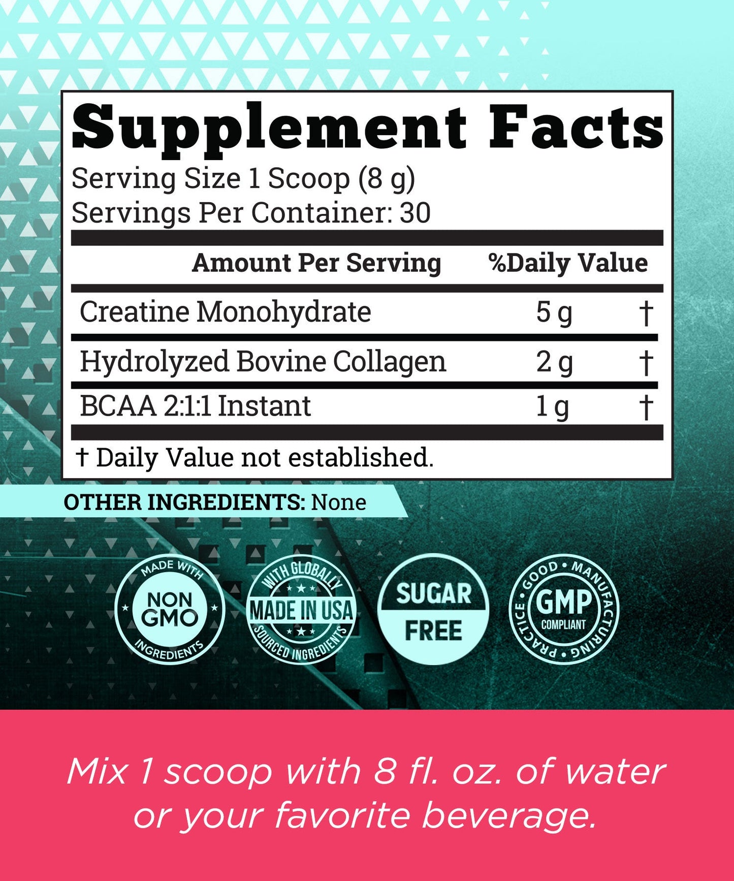Creatine Monohydrate for Women  Supplements Facts Label