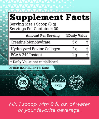Creatine Monohydrate for Women  Supplements Facts Label