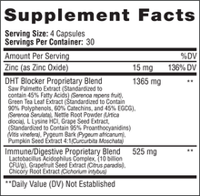 DHT Blocker Supplement with Saw Palmetto and Green Tea Supplement Facts Label