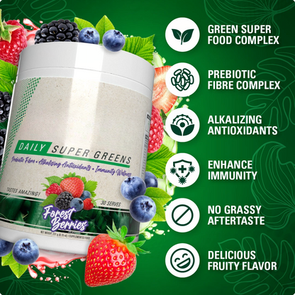 spirulina, barley grass, antioxidant fruits