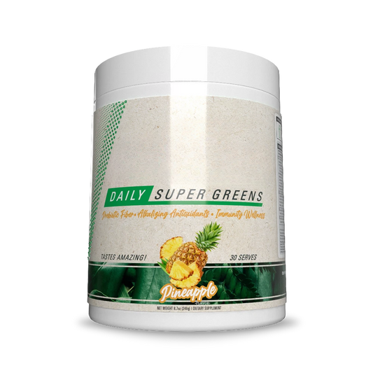 Daily greens powder in eco-friendly packaging pineapple