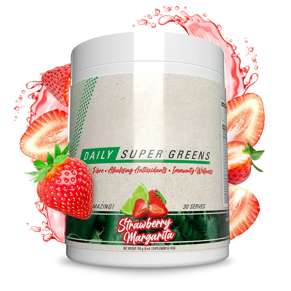 Daily greens powder in eco-friendly packaging Strawberry Margarita Flavor