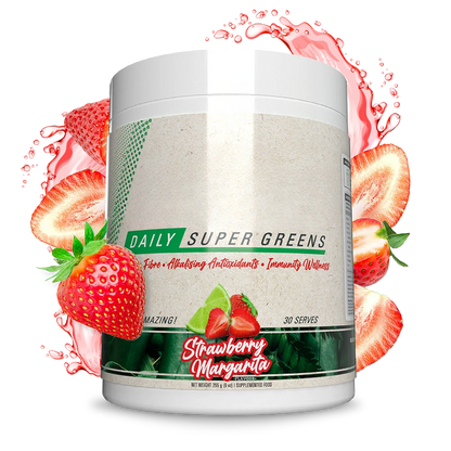 Daily greens powder in eco-friendly packaging Strawberry Margarita Flavor