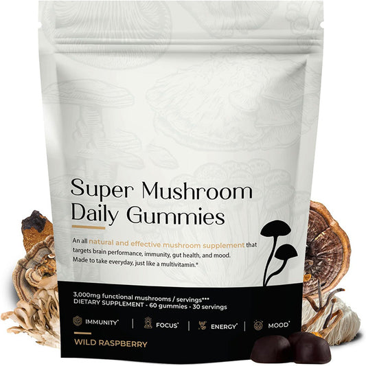 Ten mushroom gummies package