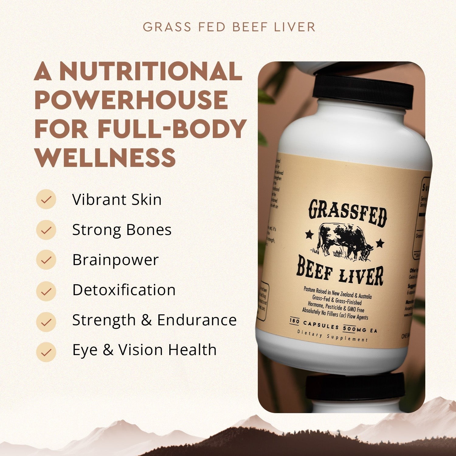 Grass-fed organ meat supplement in capsule form