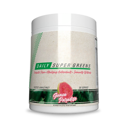 Daily greens powder in eco-friendly packaging Guava Paradaise