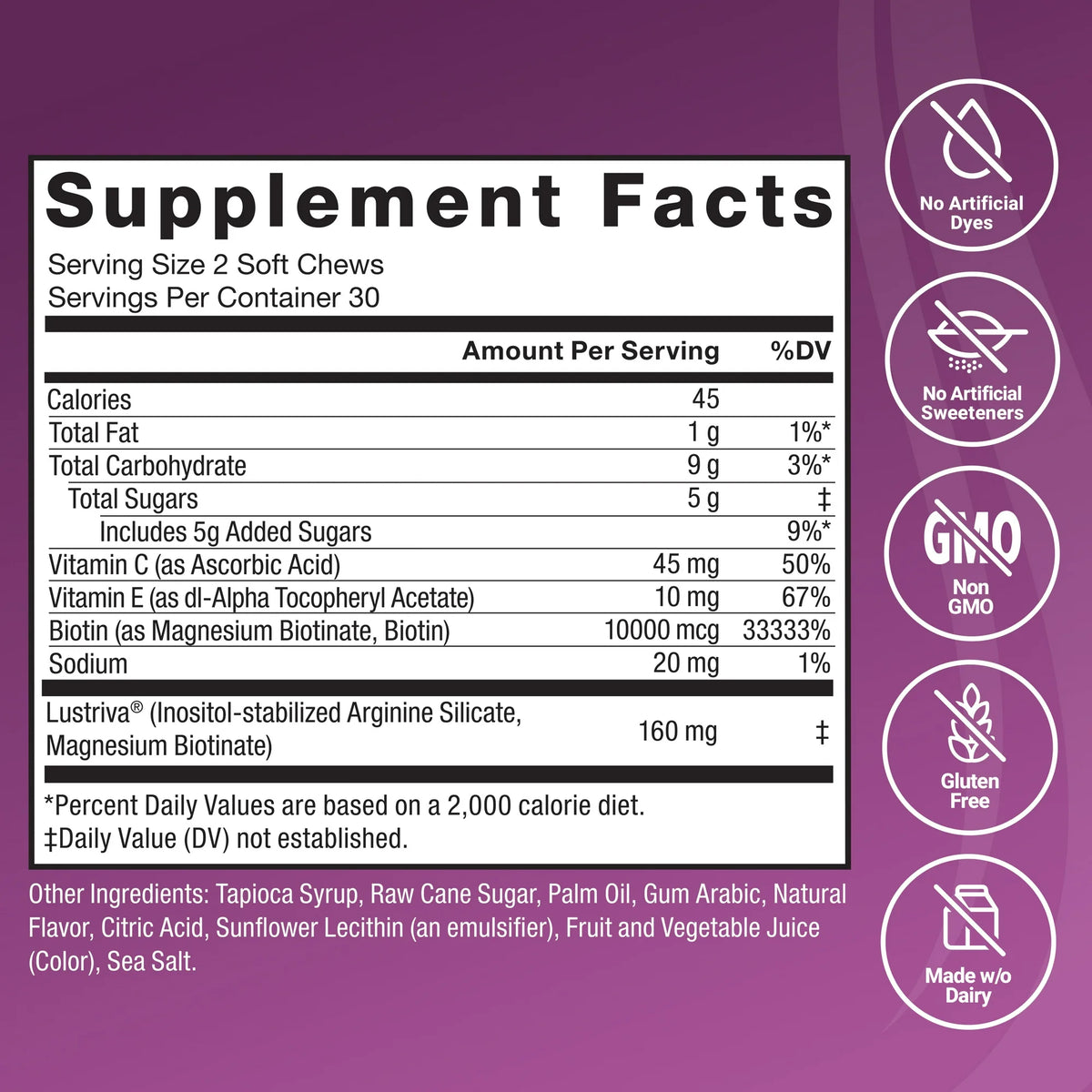 Hair Growth Accelerator Supplement Facts Label