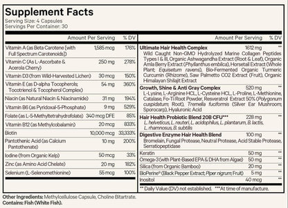 Hair Vitamins Supplement Facts Label