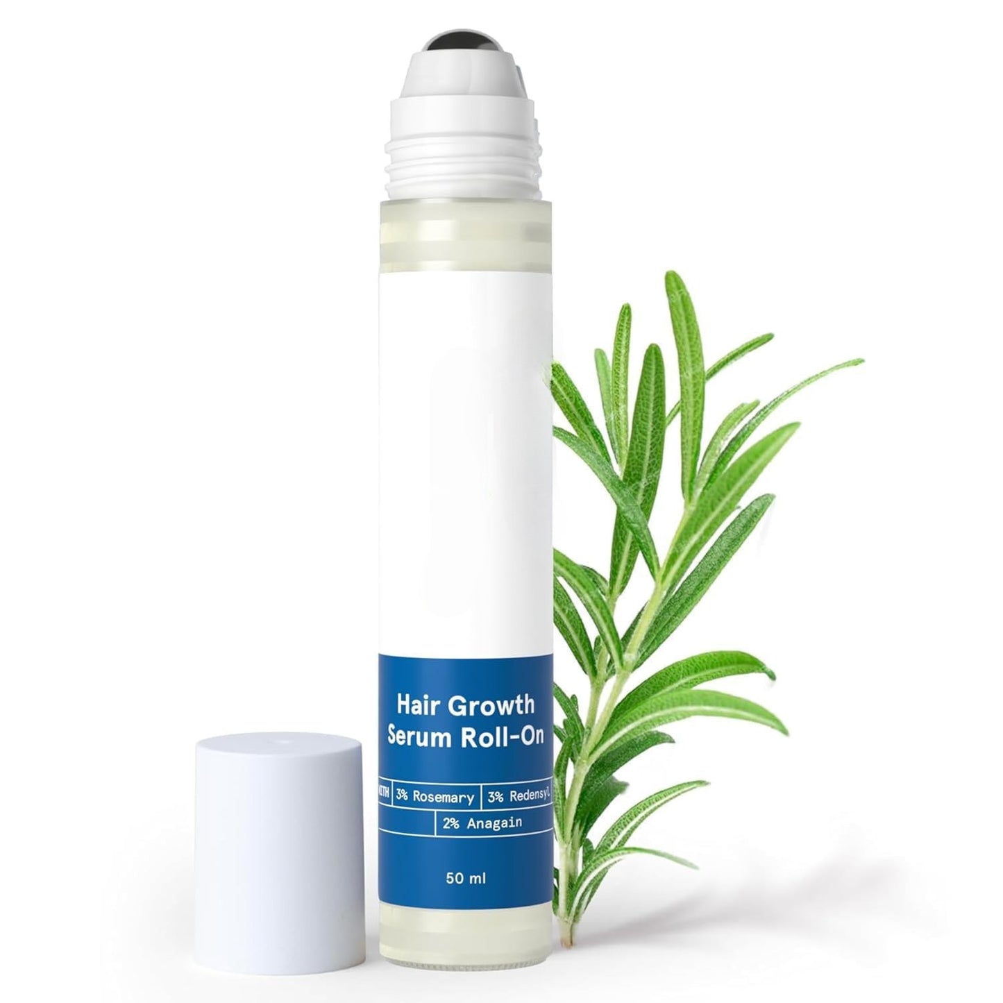 Hair growth serum next to rosemary sprig 50ml