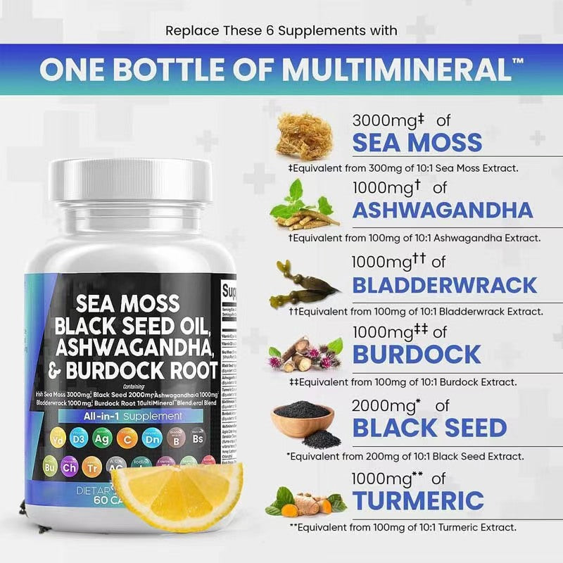 Ingredients of MultiMineral Sea Moss Black Seed