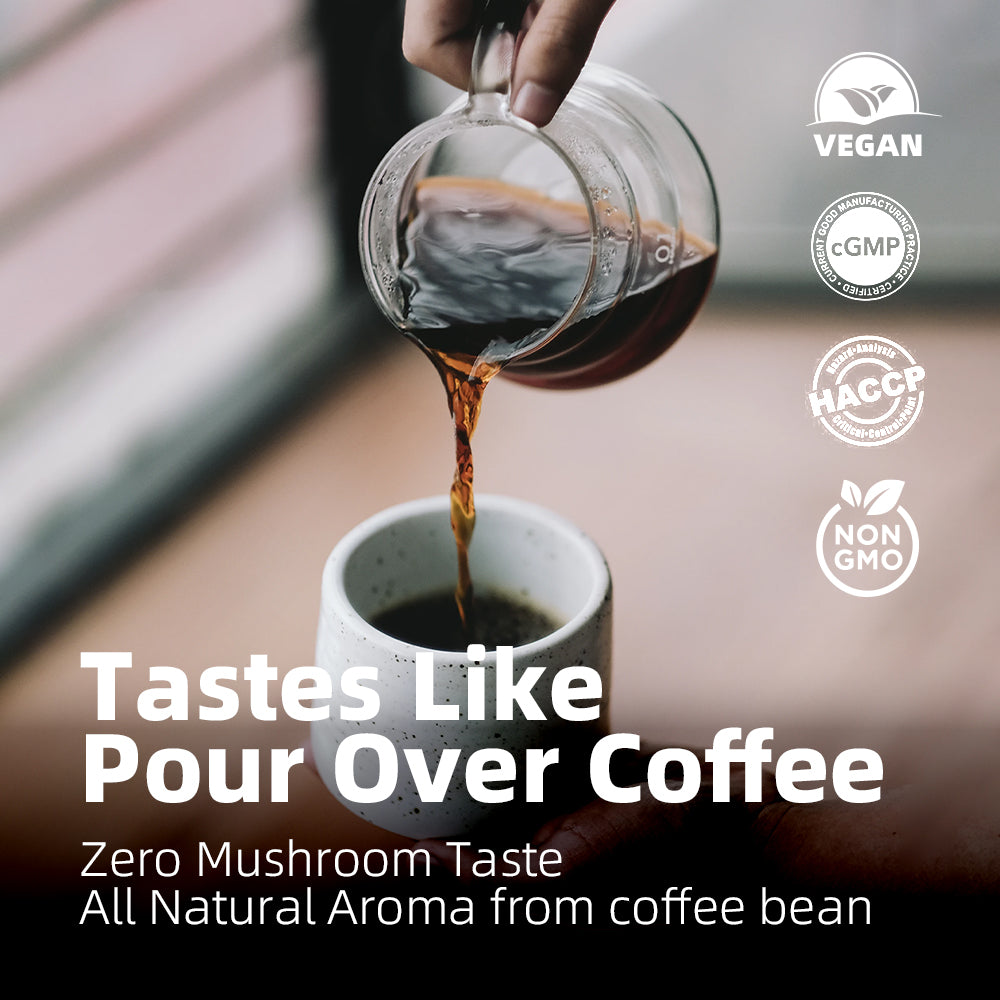 Health-focused mushroom boost powder in drink