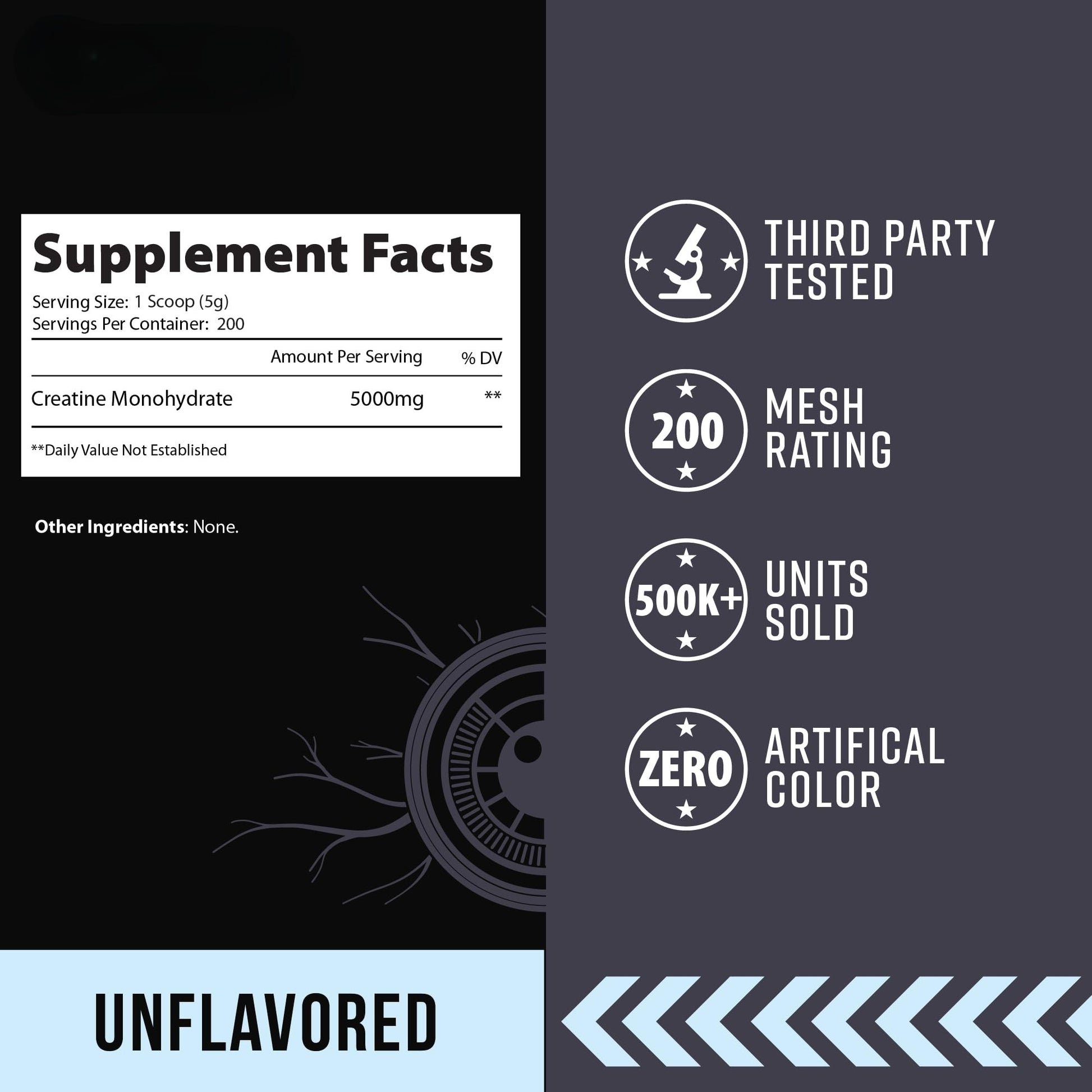 Unflavored Creatine Supplement by  – Spplement Facts Label

