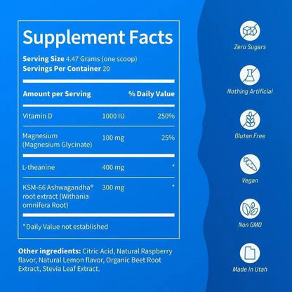 Supercalm – Raspberry Lemonade Flavor – Supplement Facts Label