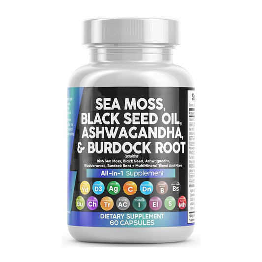 MultiMineral Sea Moss Black Seed supplement bottle front view