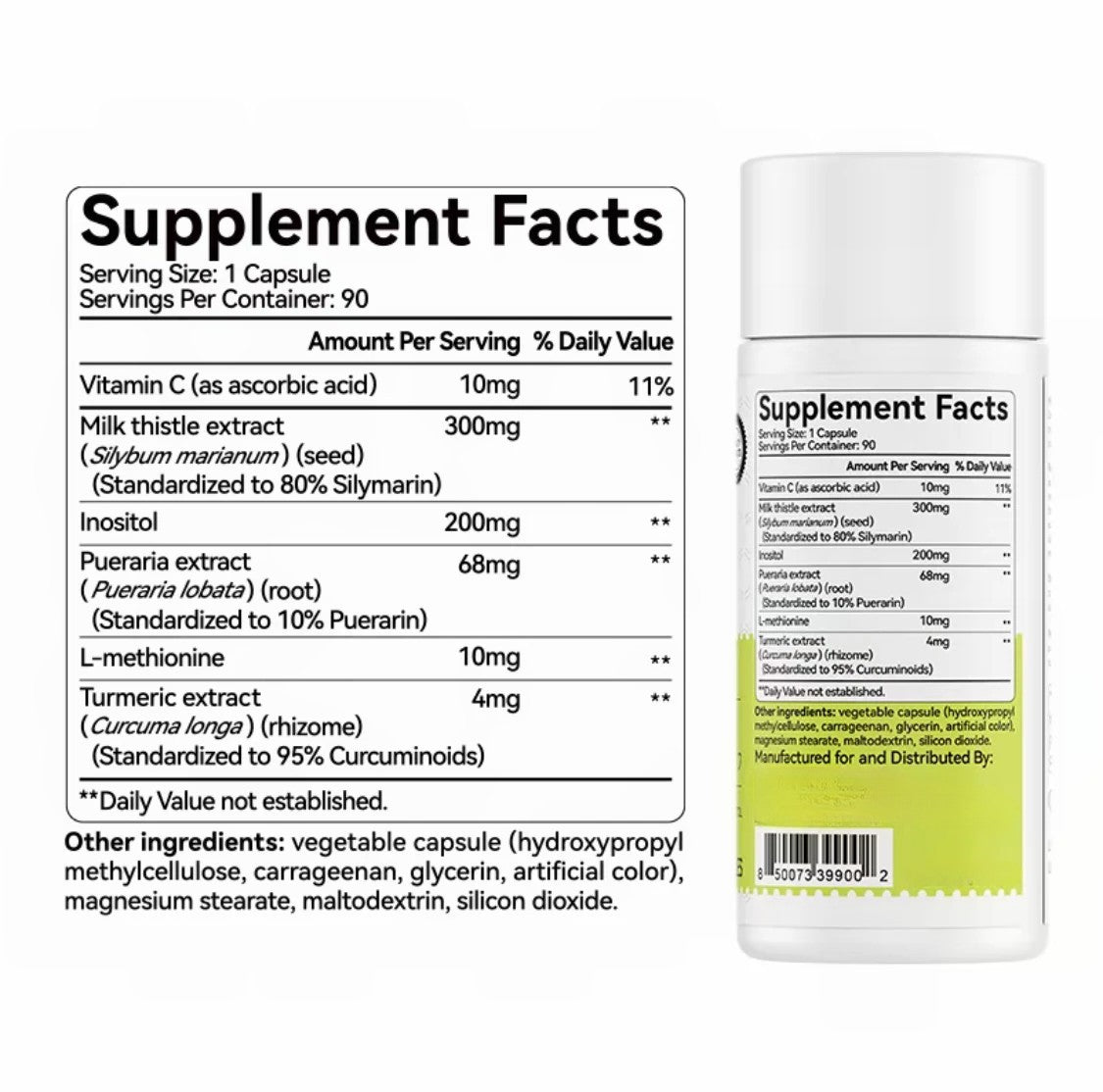Milk Thistle Herbal Supplement Facts Label